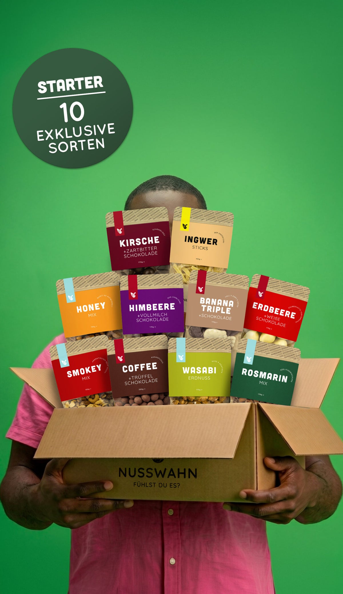 Nusswahn Probierpaket mit zehn Sorten